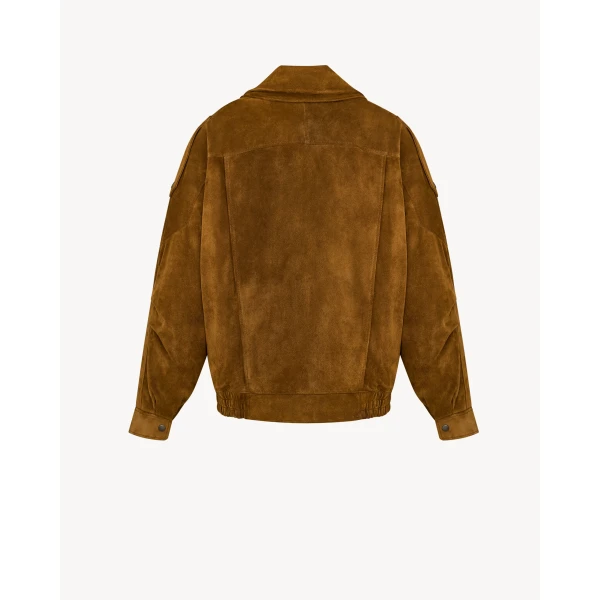 Beige Saint Laurent Bomber Jacket in Vintage Split Leather, view 5 | Leather Jackets