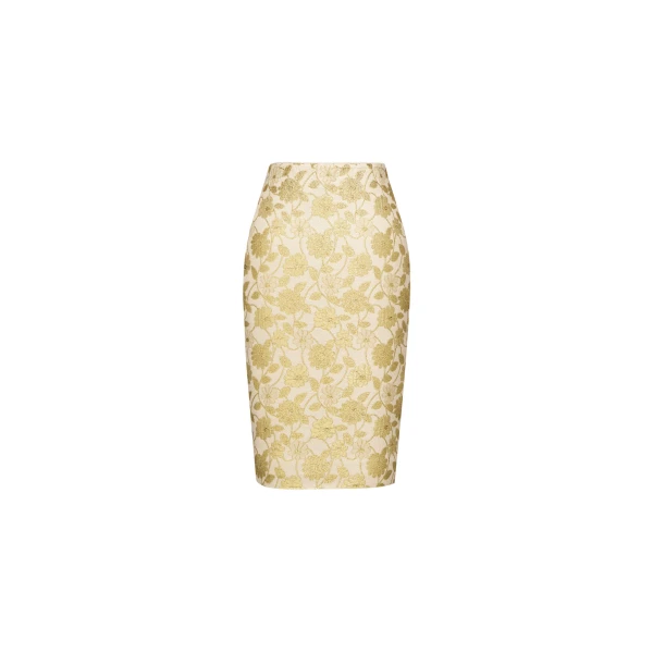 Beige Saint Laurent Brocade Midi Skirt | Midi Skirts