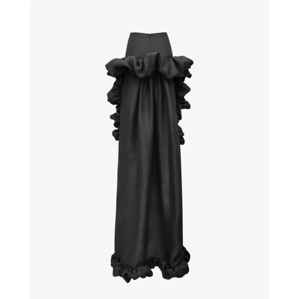Black Saint Laurent Bubble Cascade Skirt in Silk Gazar, Noir, view 2 | Skirts