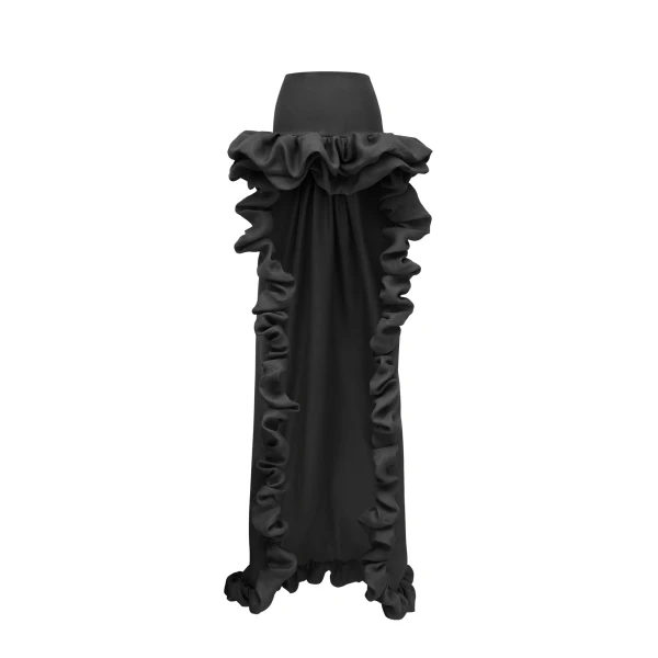 Black Saint Laurent Bubble Cascade Skirt in Silk Gazar, Noir | Skirts