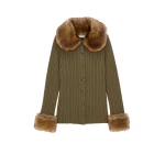 Multicolour Saint Laurent Cable-Knit Cardigan in Cashmere and Shearling | Cardigan