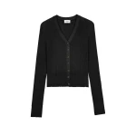 Black Saint Laurent Cardigan in Ribbed Knit, Noir | Cardigan