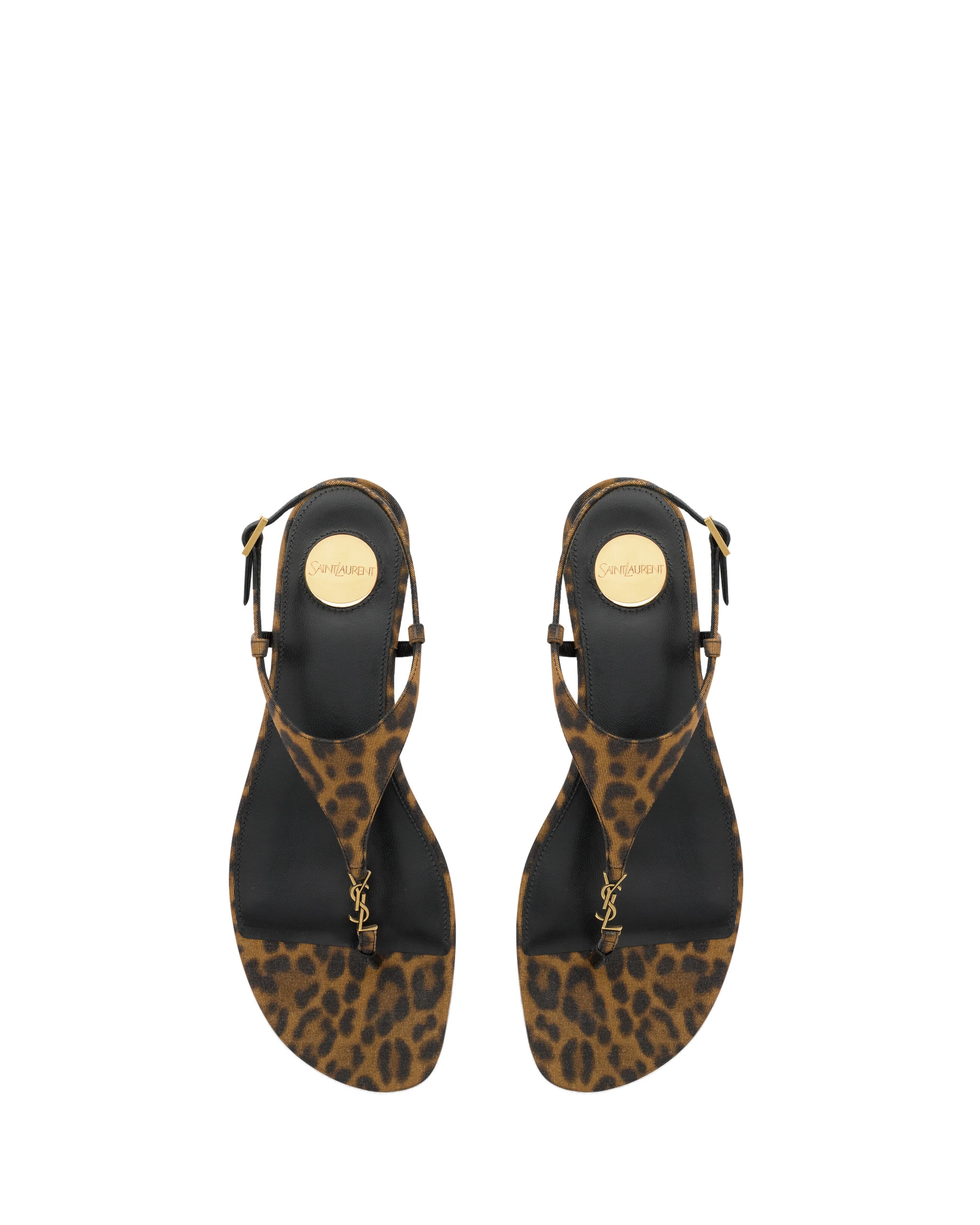 Saint Laurent Cassandra Sandals in Leopard Grosgrain Multicolour Saint Laurent Cassandra Sandals in Leopard Grosgrain | Sandals
