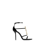 Black Saint Laurent Cassandra Sandals in Patent Leather, Black, 100 mm | Sandals