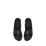 Black Saint Laurent Cassandra Sandals in Smooth Leather, Black, Spring Summer 2025 | Sandals