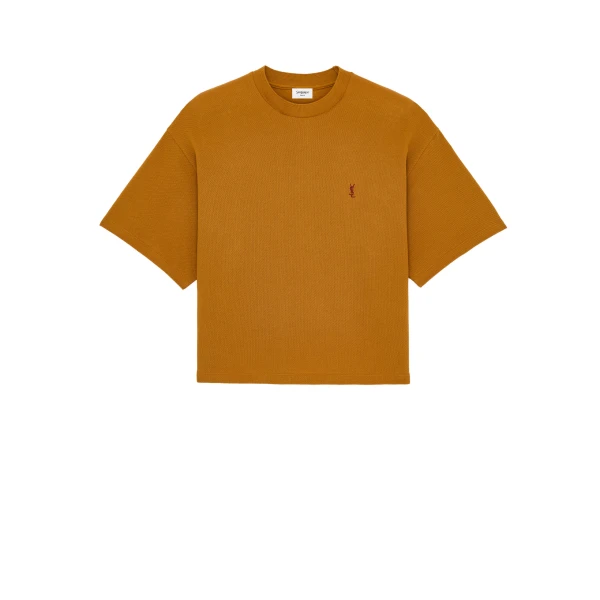 Orange Saint Laurent Cassandre Oversized T-Shirt in Cotton Piqué | T-shirts