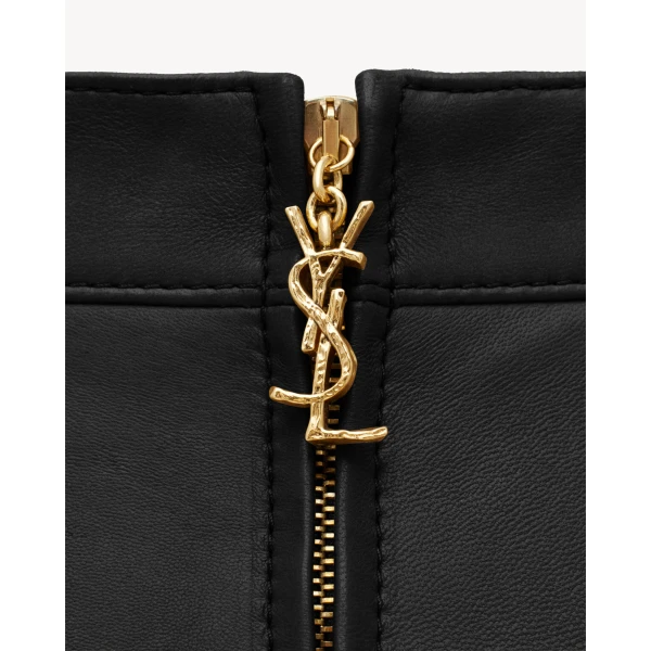 Black Saint Laurent Cassandre Pencil Skirt in Lambskin, view 4 | Leather Jackets