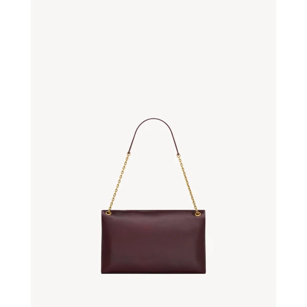 Red Saint Laurent Cassandre Pouch on Chain in Smooth Leather, view 2 | Clutch Bags
