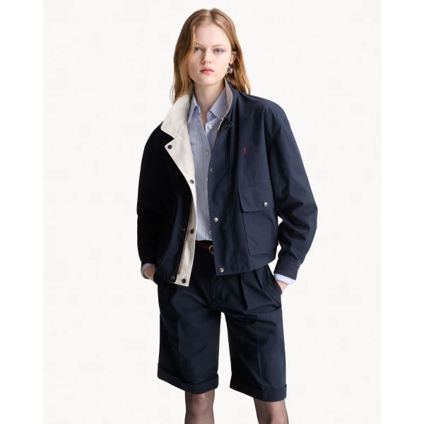 Multicolour Saint Laurent Cassandre Reversible Jacket in Brushed Cotton Canvas, view 2 | Jackets