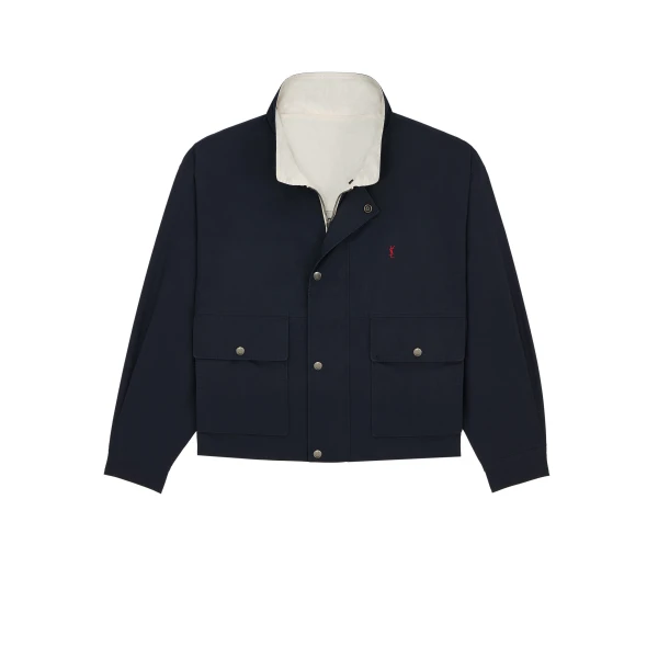 Multicolour Saint Laurent Cassandre Reversible Jacket in Brushed Cotton Canvas | Jackets