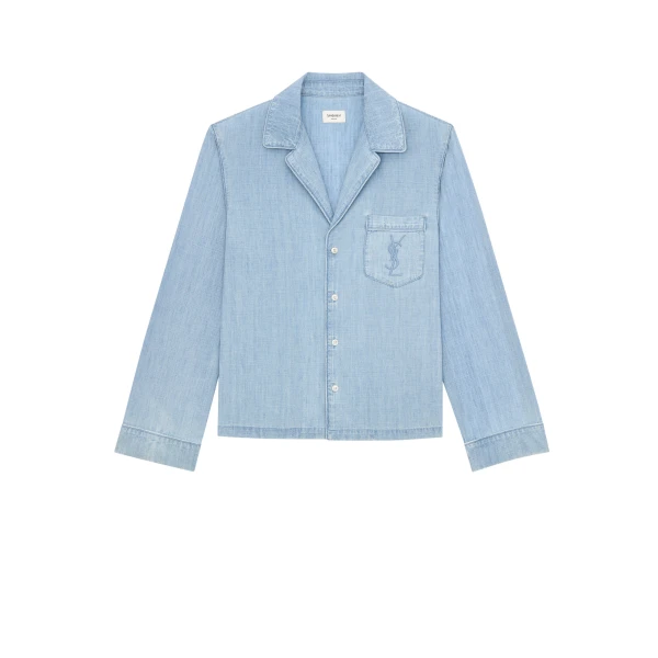 Blue Saint Laurent Cassandre Shirt in Chambray | Shirts