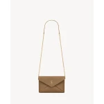 Brown Saint Laurent Cassandre Small Chain Clutch in Lambskin | Clutch Bags