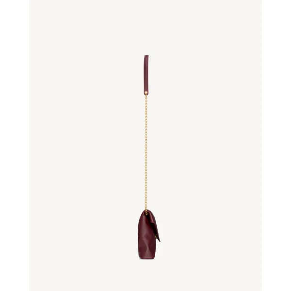 Red Saint Laurent Cassandre Small Chain Pouch in Shiny Leather, view 3 | Clutch Bags