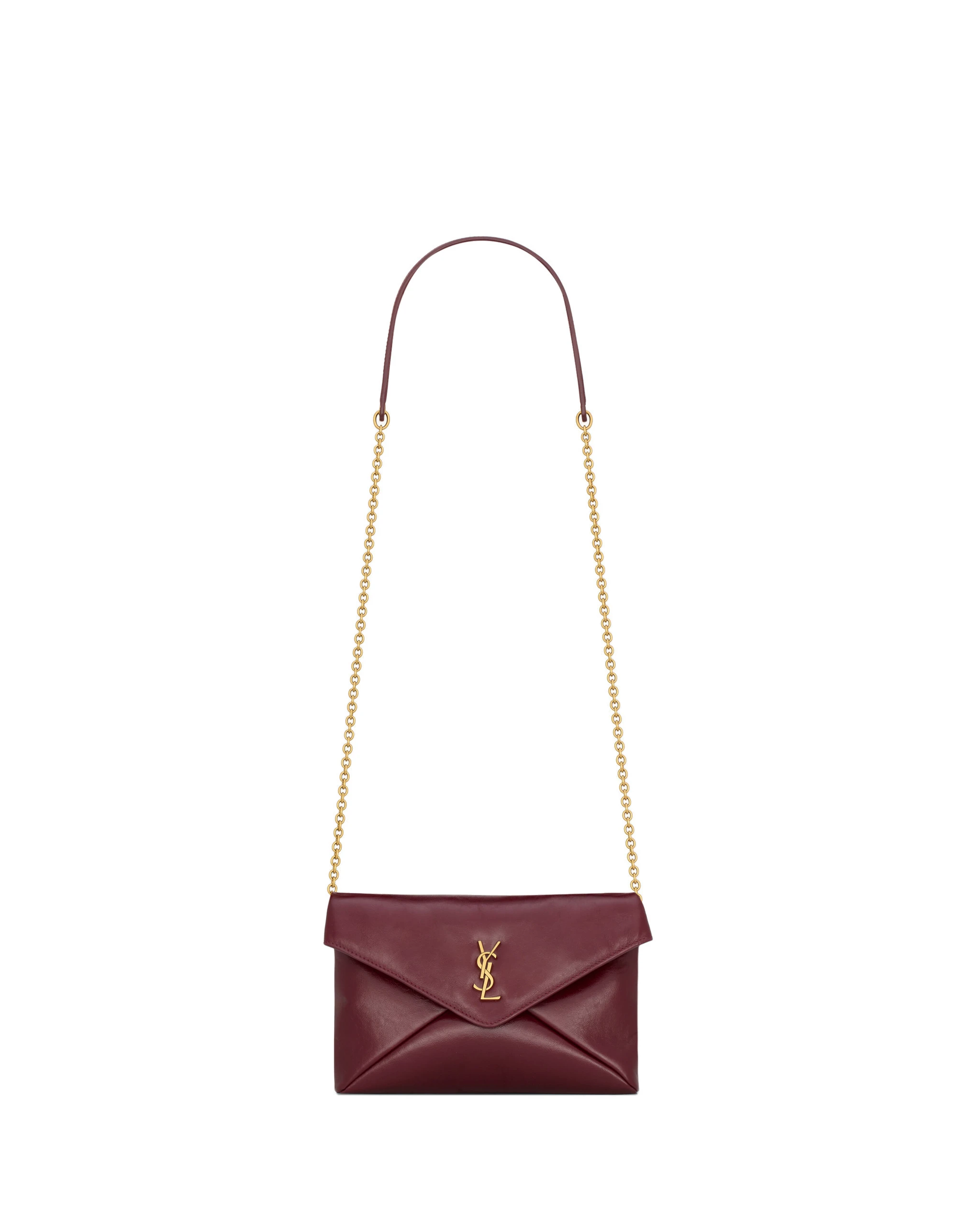 Saint Laurent Cassandre Small Chain Pouch in Shiny Leather Red Saint Laurent Cassandre Small Chain Pouch in Shiny Leather | Clutch Bags
