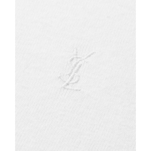 White Saint Laurent Cassandre T-Shirt in Ribbed Cotton Jersey, view 3 | T-shirts