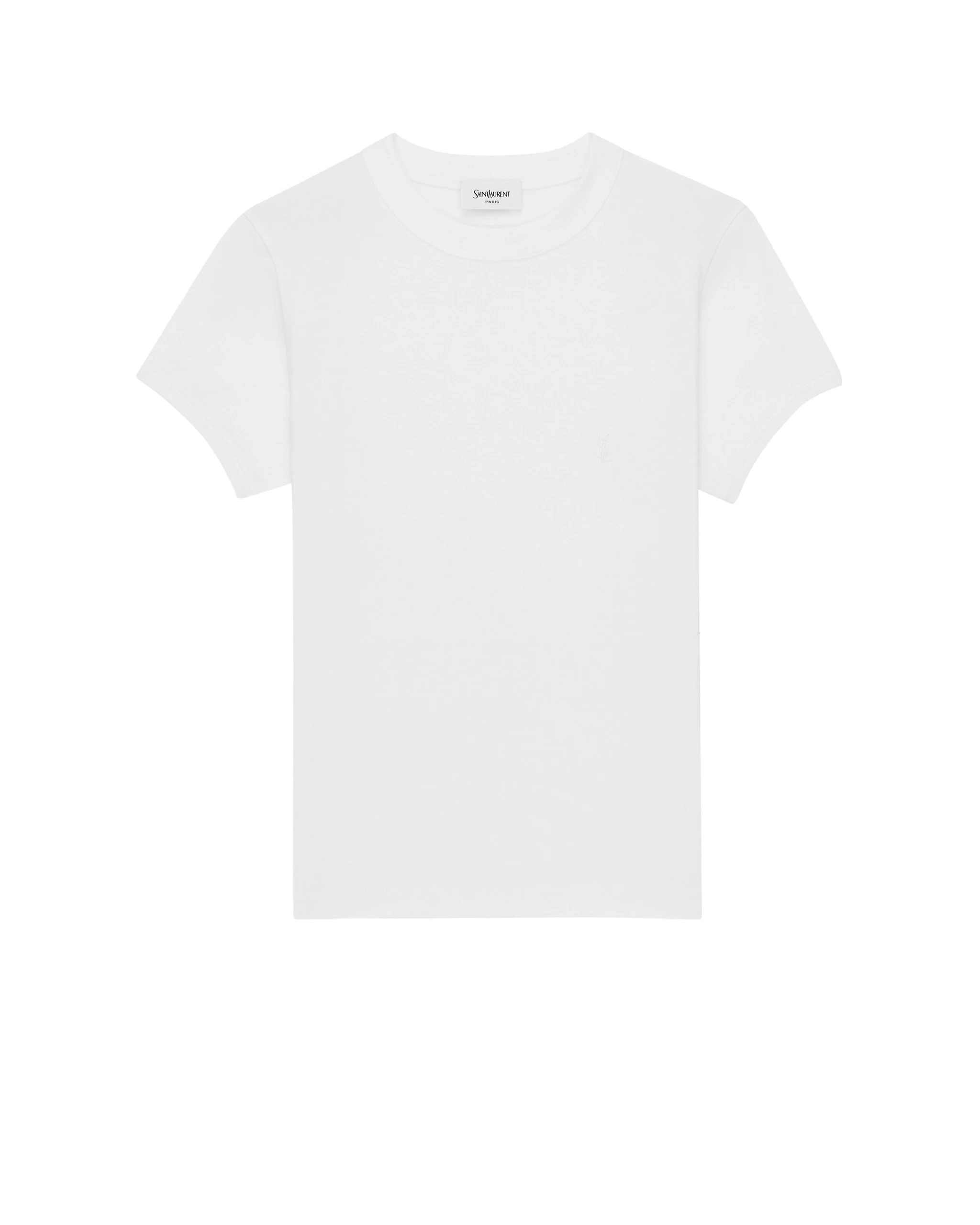 Saint Laurent Cassandre T-Shirt in Ribbed Cotton Jersey White Saint Laurent Cassandre T-Shirt in Ribbed Cotton Jersey | T-shirts