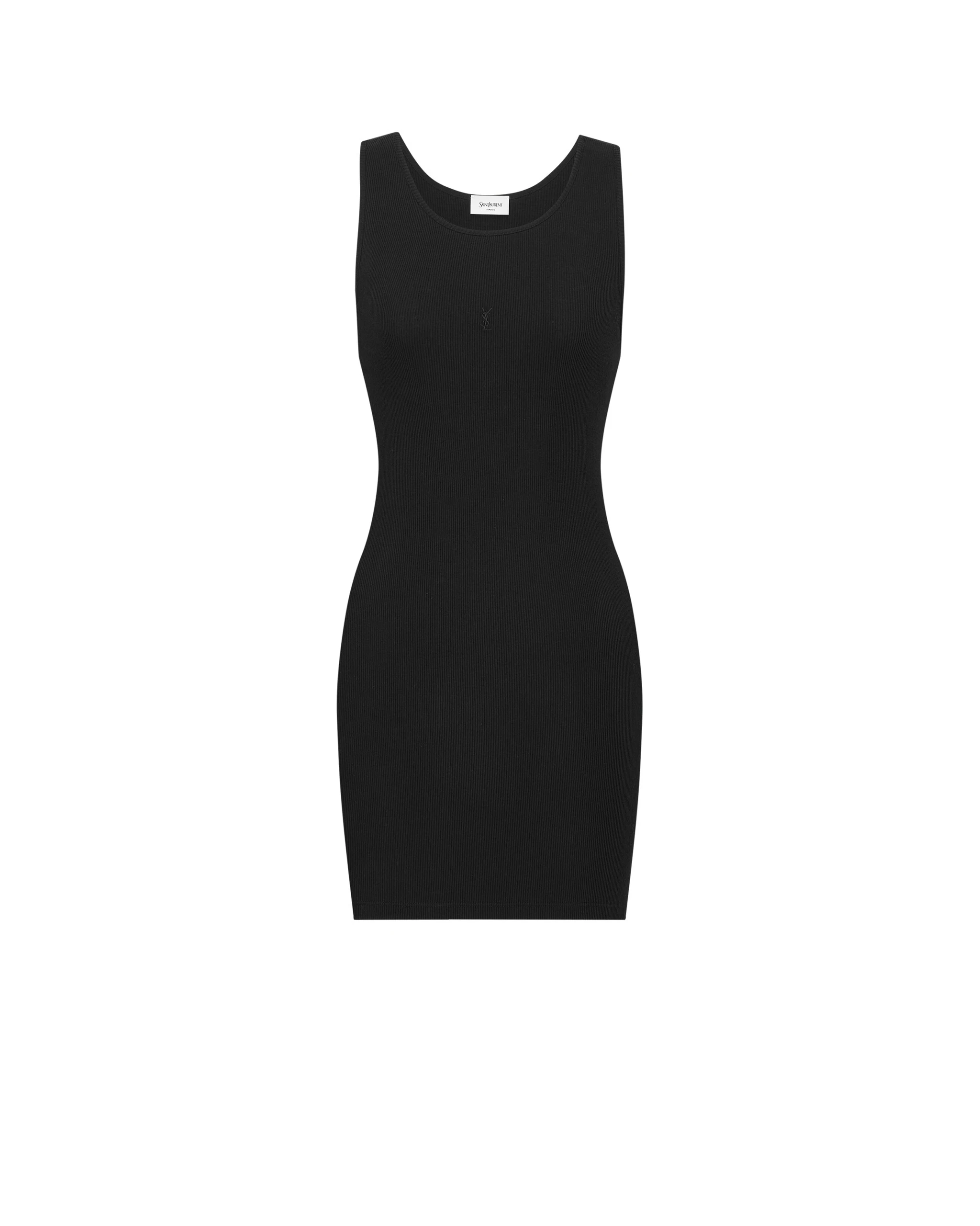 Saint Laurent Cassandre Tank Dress in Ribbed Cotton Jersey Black Saint Laurent Cassandre Tank Dress in Ribbed Cotton Jersey | Dresses