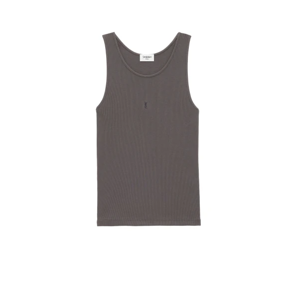 Black Saint Laurent Cassandre Tank Top, Anthracite | Sleeveless