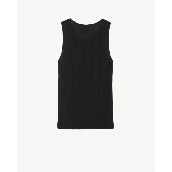 Black Saint Laurent Cassandre Tank Top, Black, view 2 | Sleeveless