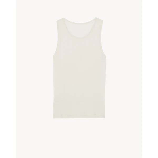 Multicolour Saint Laurent Cassandre Tank Top, Naturel and Noir, view 2 | Sleeveless