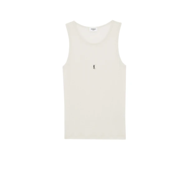 Multicolour Saint Laurent Cassandre Tank Top, Naturel and Noir | Sleeveless