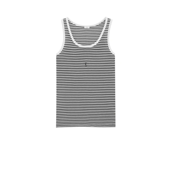 Multicolour Saint Laurent Cassandre Tank Top, Noir and Naturel | Sleeveless
