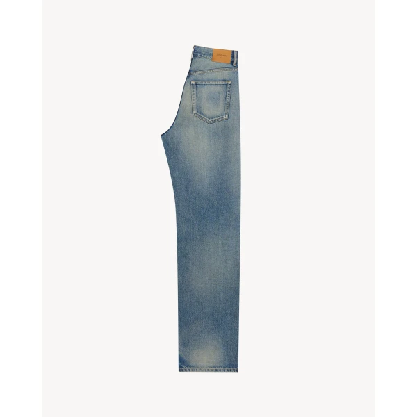 Blue Saint Laurent Cassandre V-Waist Baggy Jeans, view 2 | Denim