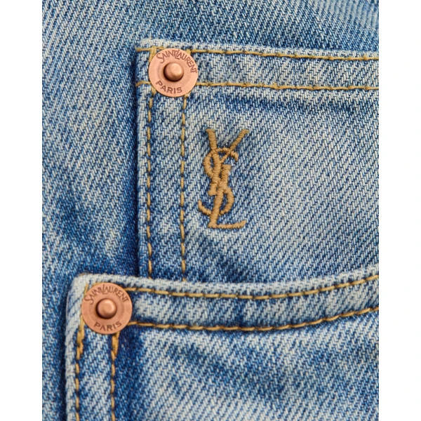 Blue Saint Laurent Cassandre V-Waist Baggy Jeans, view 4 | Denim