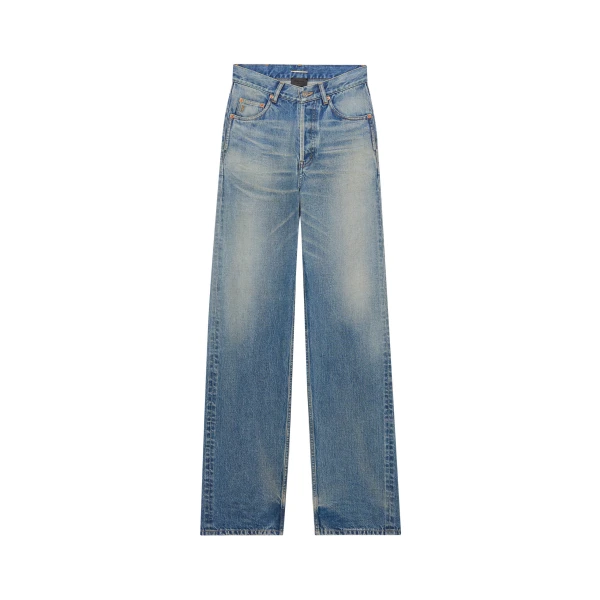 Blue Saint Laurent Cassandre V-Waist Baggy Jeans | Denim