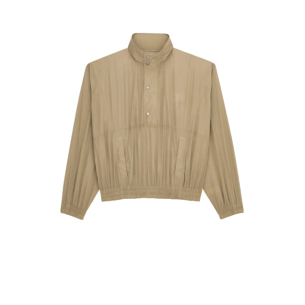 Beige Saint Laurent Cassandre Windbreaker in Crinkled | Jackets