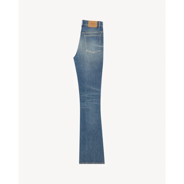 Blue Saint Laurent Clyde High-Rise Straight Jeans, view 3 | Denim