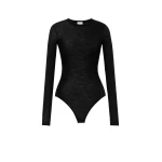 Black Saint Laurent Crewneck Bodysuit in Wool Jersey | Bodysuit