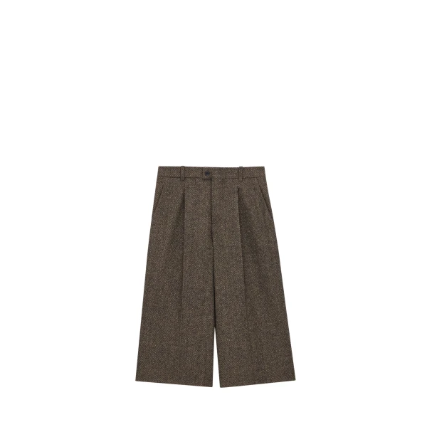 Beige Saint Laurent Culottes in Herringbone Wool | Tailored pants