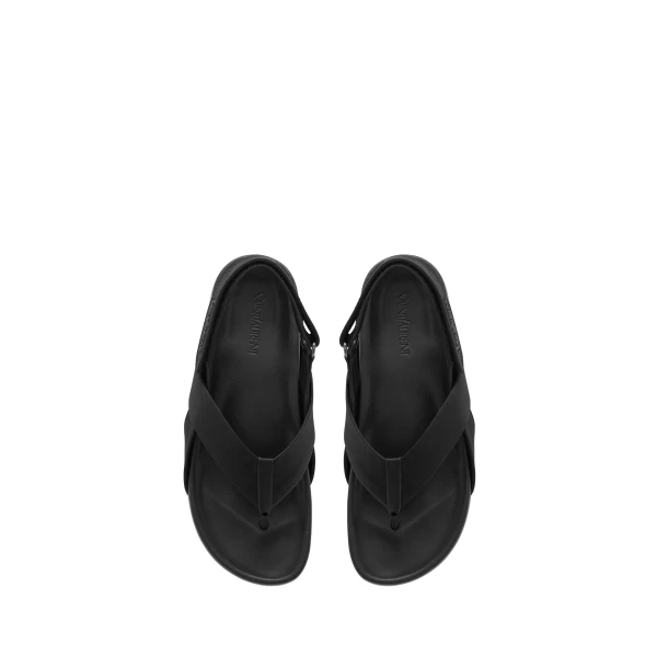 Black Saint Laurent Culver Sandals in Satin Crepe | Sandals