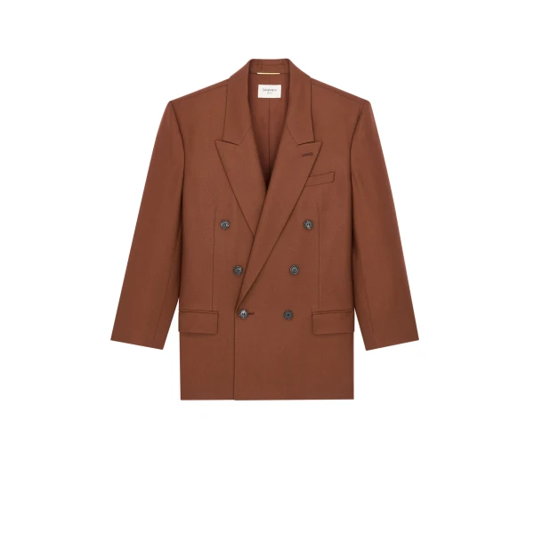 Beige Saint Laurent Double-Breasted Jacket in Cashmere | Blazers