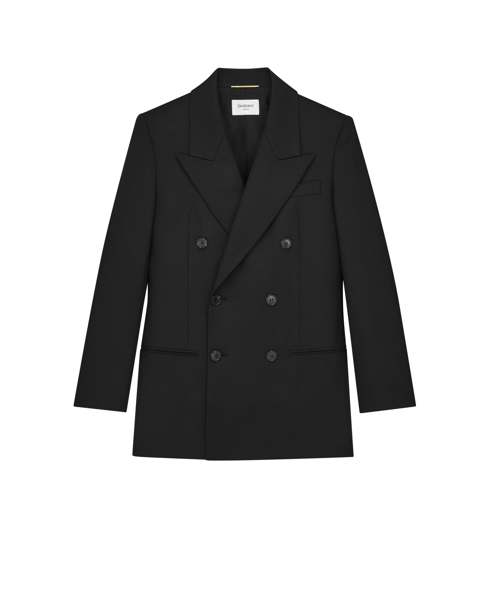 Saint Laurent Double-Breasted Jacket in Wool Black Saint Laurent Double-Breasted Jacket in Wool | Blazers