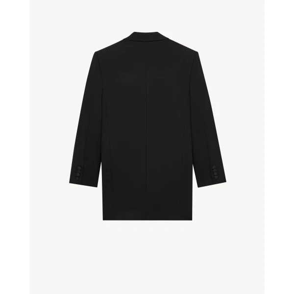 Black Saint Laurent Dress in Grain de Poudre, view 2 | Dresses