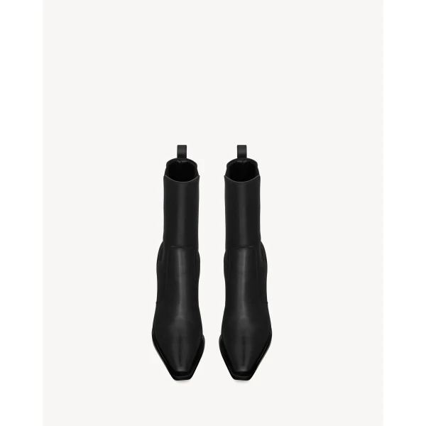 Black Saint Laurent Dylan Chelsea Boots in Smooth Leather, view 2 | Boots