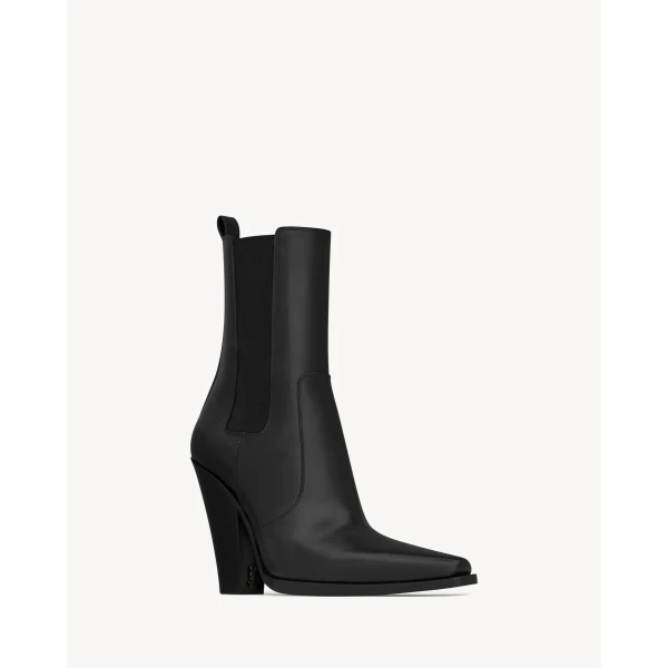 Black Saint Laurent Dylan Chelsea Boots in Smooth Leather, view 3 | Boots