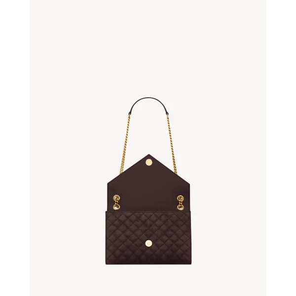 Brown Saint Laurent Envelope Medium in Suede, Dark Chocolate, view 4 | Shoulder & Crossbody Bags