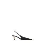 Black Saint Laurent Fanny Slingback Pumps in Satin Crepe, Black | Heels