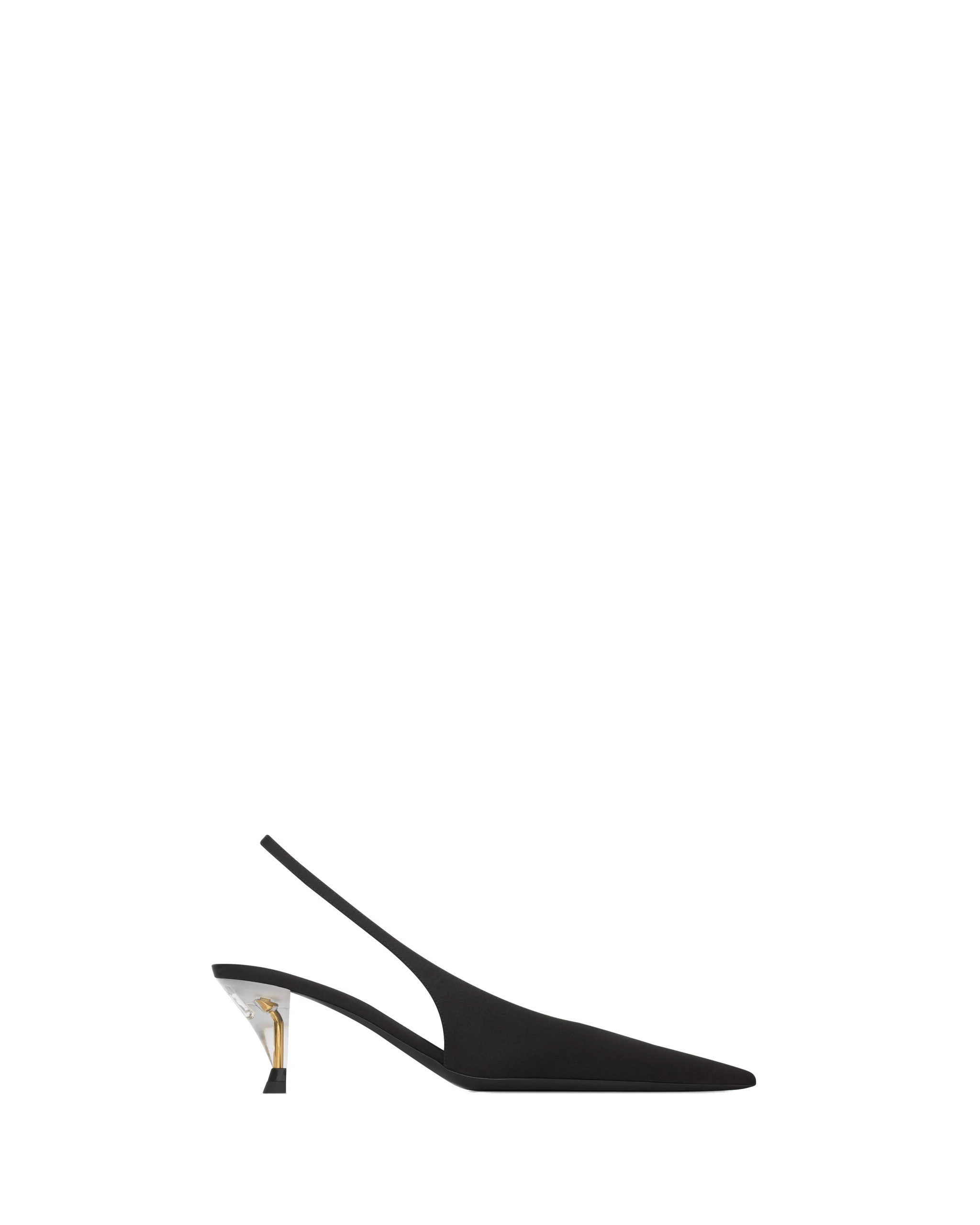 Saint Laurent Fanny Slingback Pumps in Satin Crepe, Black Black Saint Laurent Fanny Slingback Pumps in Satin Crepe, Black | Heels