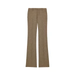 Beige Saint Laurent Flared Pants in Puppytooth Prince of Wales Wool | Wide leg pants