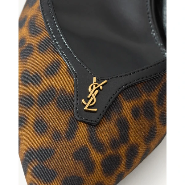 Multicolour Saint Laurent Folie Slingback Pumps in Leopard Grosgrain, view 4 | Heels