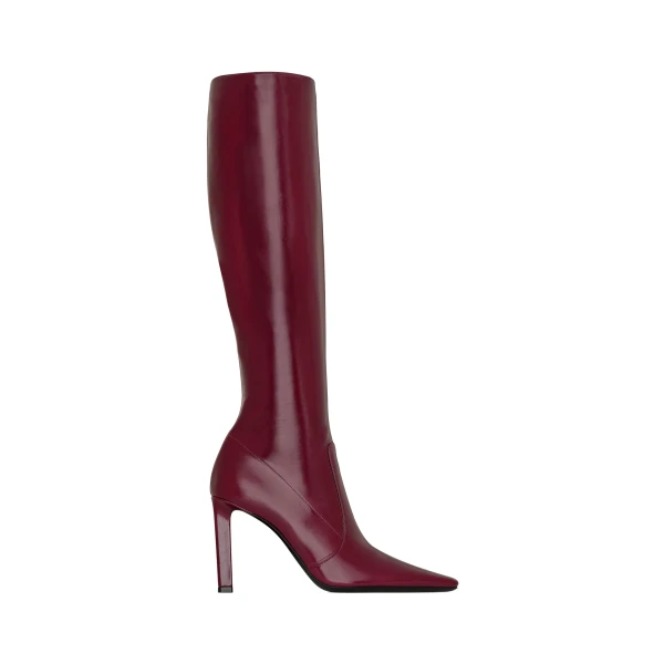 Red Saint Laurent Francoise Boots in Smooth Leather, Bordeaux | Boots