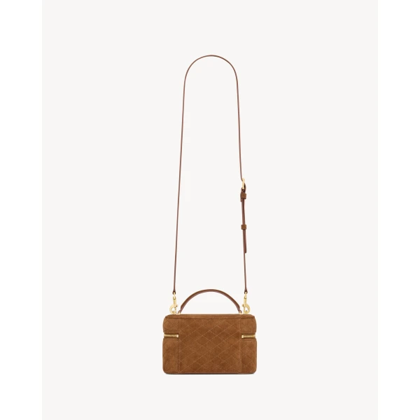 Orange Saint Laurent Gaby Vanity in Suede, Caramel Cognac, view 4 | Mini Bags