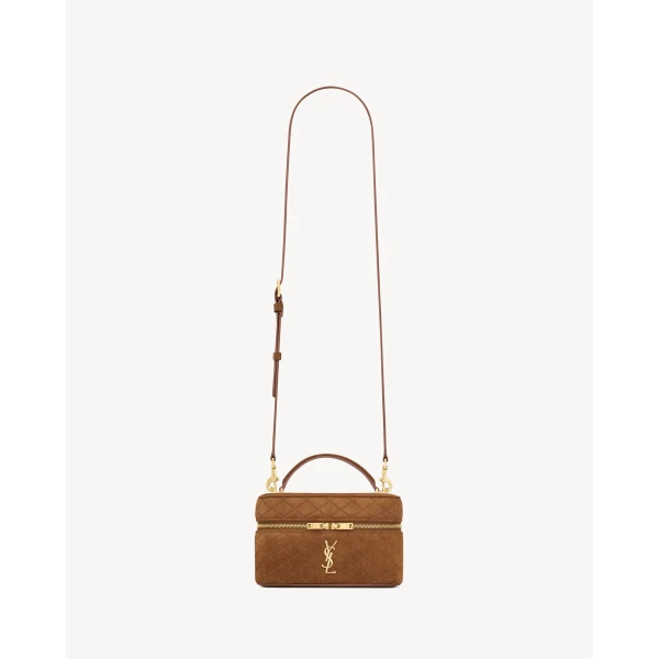 Orange Saint Laurent Gaby Vanity in Suede, Caramel Cognac | Mini Bags