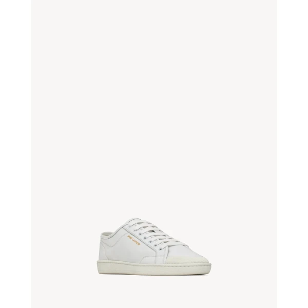 White Saint Laurent Gym Sneakers in Smooth Leather, view 3 | Sneakers