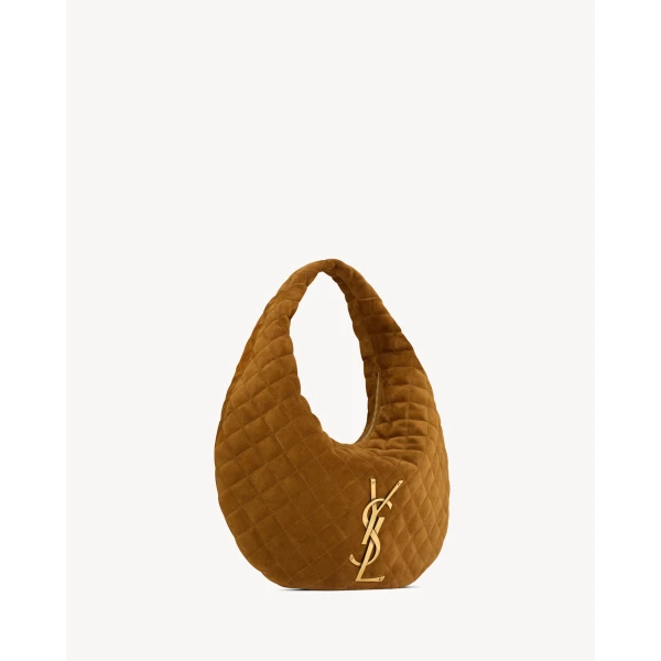 Brown Saint Laurent Icare Hobo in Quilted Suede, view 5 | Shoulder & Crossbody Bags
