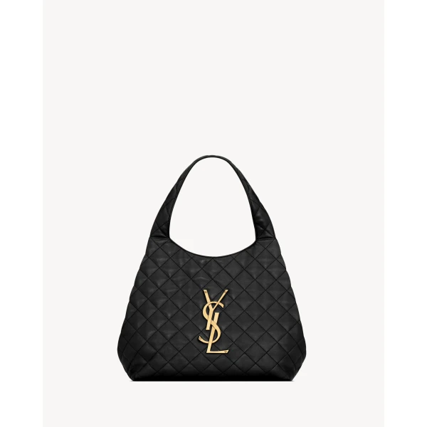 Black Saint Laurent Icare Medium in Quilted Nappa, Black, view 3 | Shoulder & Crossbody Bags